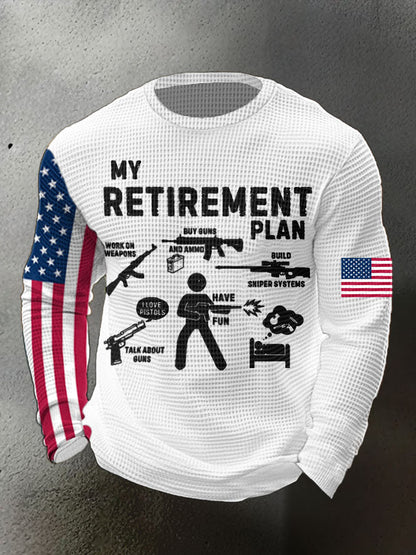 Men's Funny Veteran Retirement Printed Waffle Tops