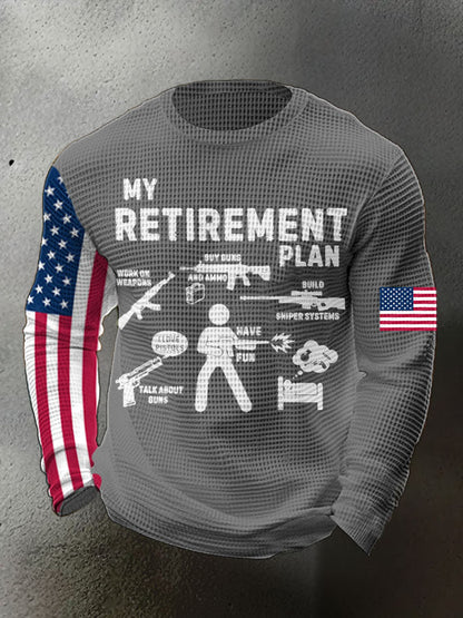 Men's Funny Veteran Retirement Printed Waffle Tops