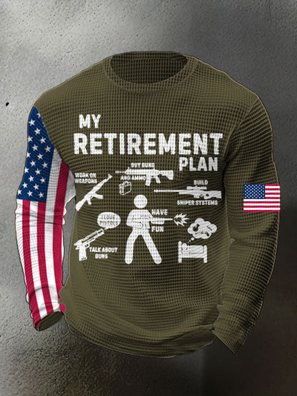 Men's Funny Veteran Retirement Printed Waffle Tops