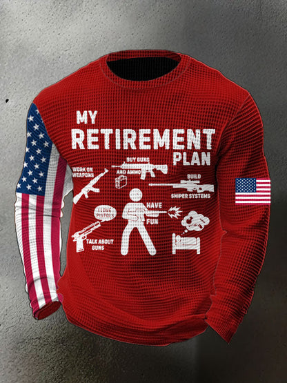 Men's Funny Veteran Retirement Printed Waffle Tops