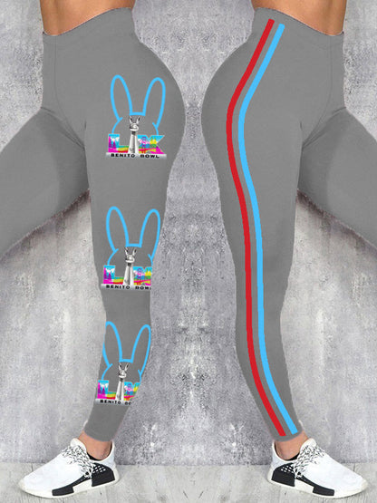 Women's Bunny Football Music Lover Printed Leggings