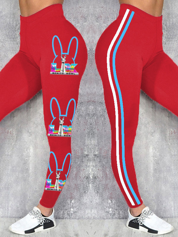 Women's Bunny Football Music Lover Printed Leggings
