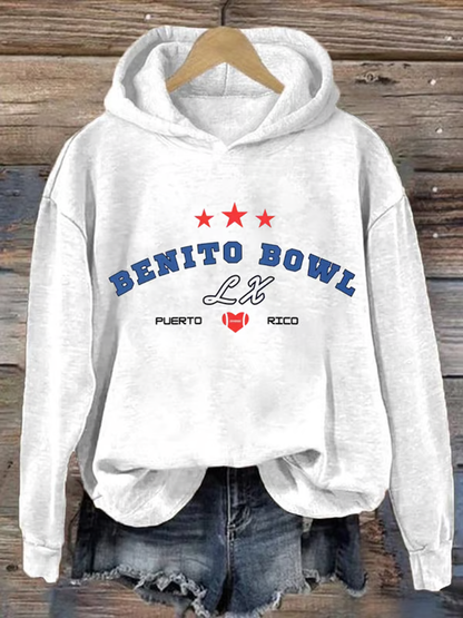 Women's Retro Puerto Rico Print Hoodie