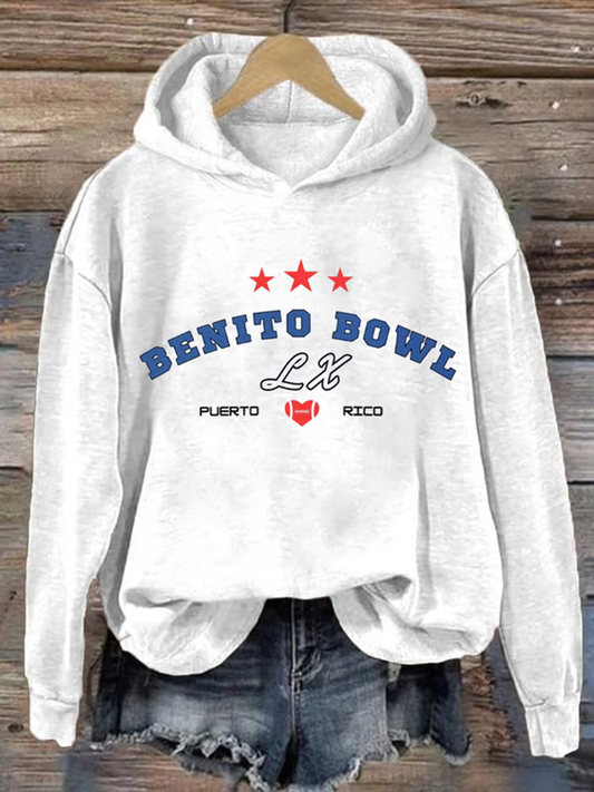 Women's Retro Puerto Rico Print Hoodie