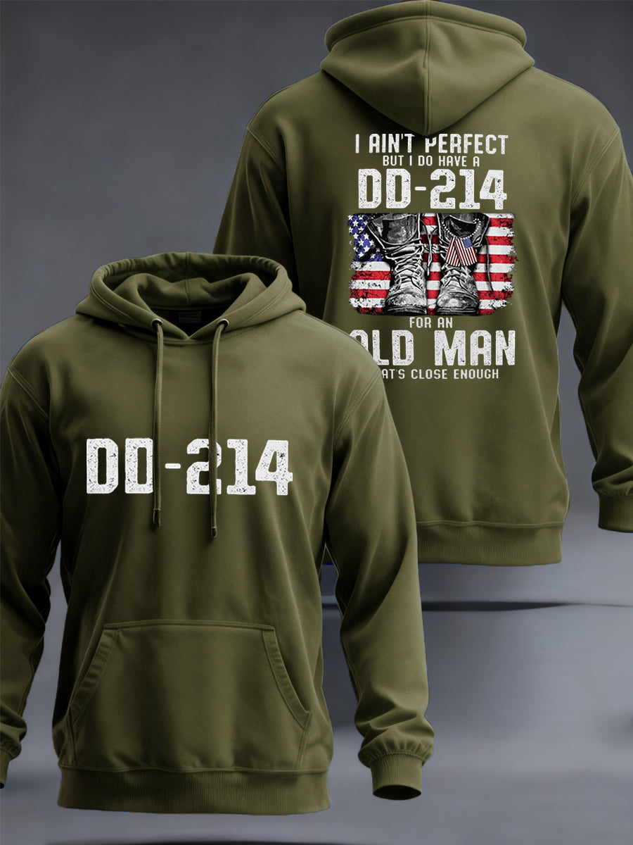 Men's I Ain`t Perfect But I Do Have DD-214 Veterans Casual Pocket Hoodie