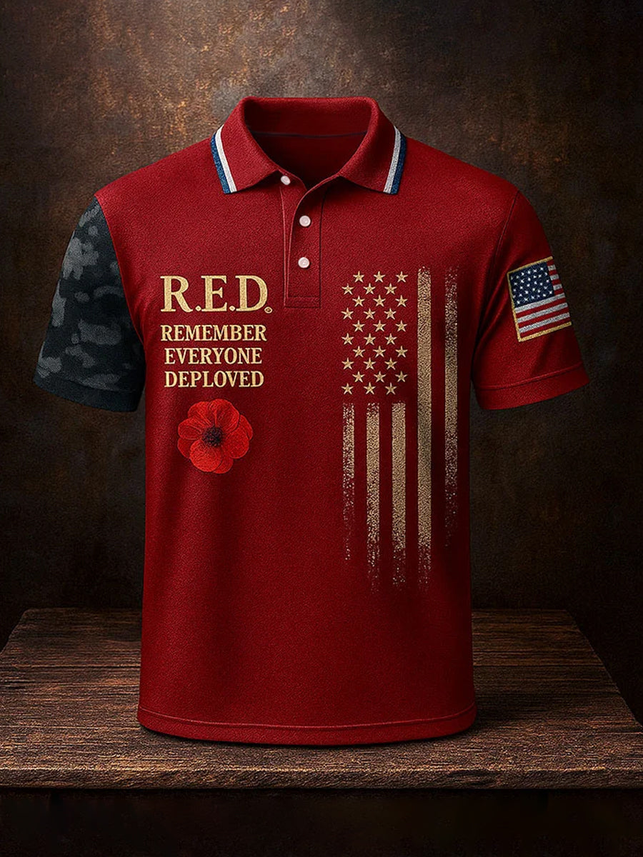 Men's Red Friday Veteran Print Casual Top