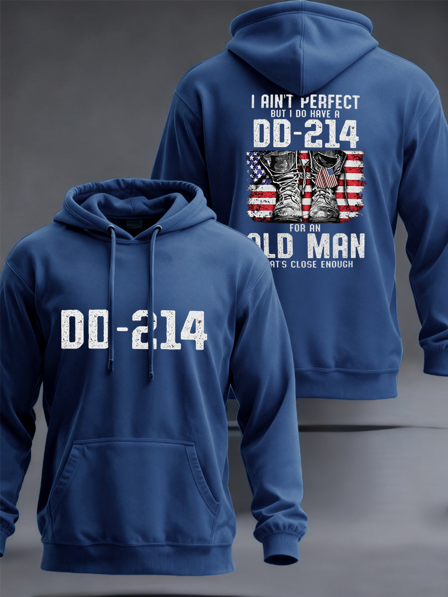 Men's I Ain`t Perfect But I Do Have DD-214 Veterans Casual Pocket Hoodie