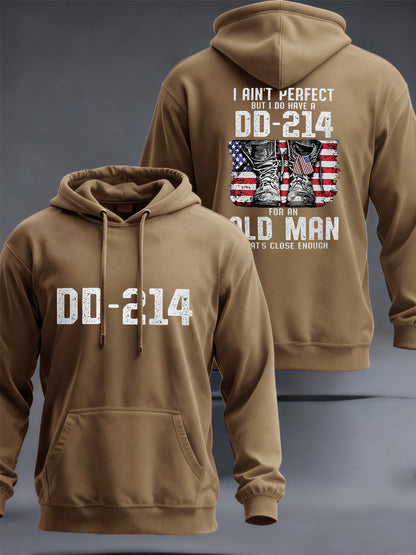 Men's I Ain`t Perfect But I Do Have DD-214 Veterans Casual Pocket Hoodie