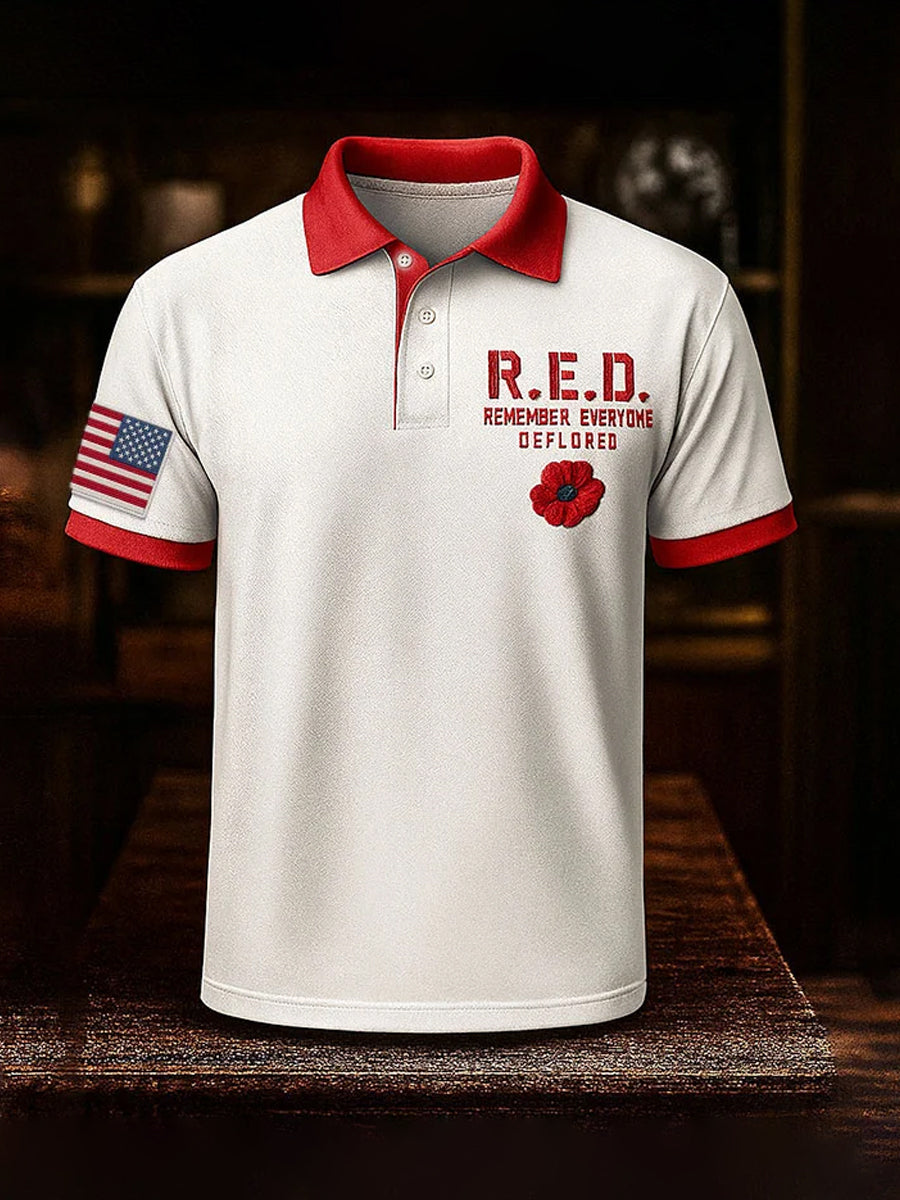 Men's Red Friday Veteran Print Casual Top