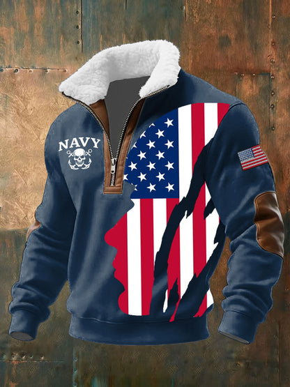 Men's Navy Baggy Zip-up Hoodie