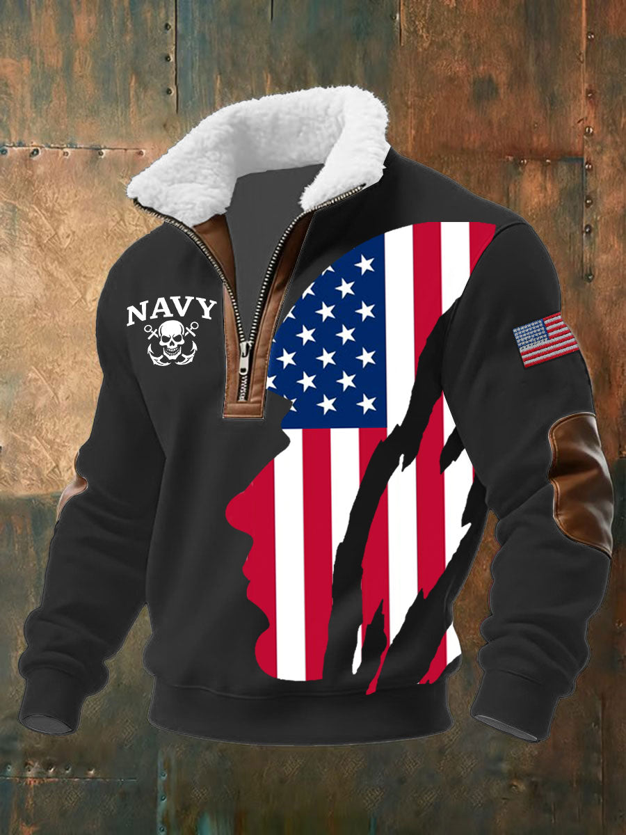 Men's Navy Baggy Zip-up Hoodie