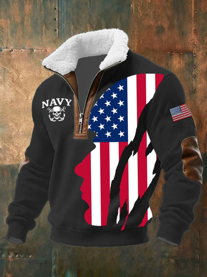 Men's Navy Baggy Zip-up Hoodie
