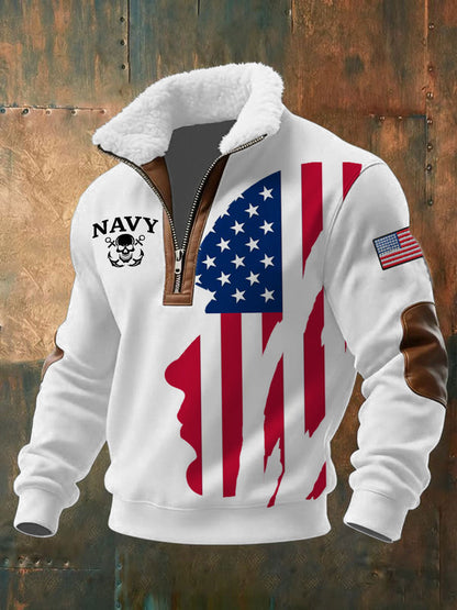 Men's Navy Baggy Zip-up Hoodie