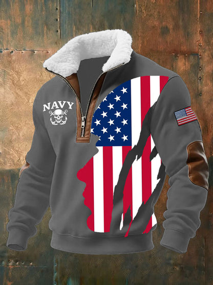 Men's Navy Baggy Zip-up Hoodie