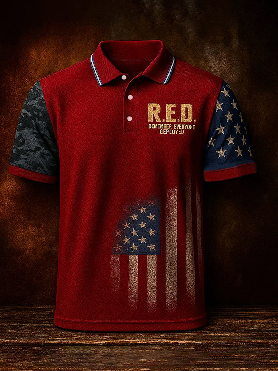 Men's Red Friday Veteran Print Casual Top