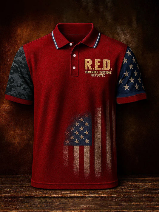 Men's Red Friday Veteran Print Casual Top