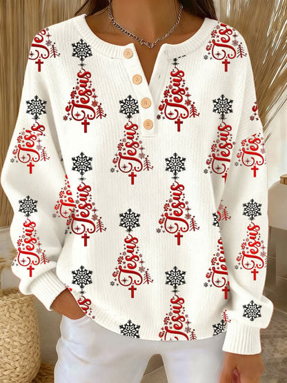 Women‘s Jesus Christmas Tree Long-sleeve Cardigan