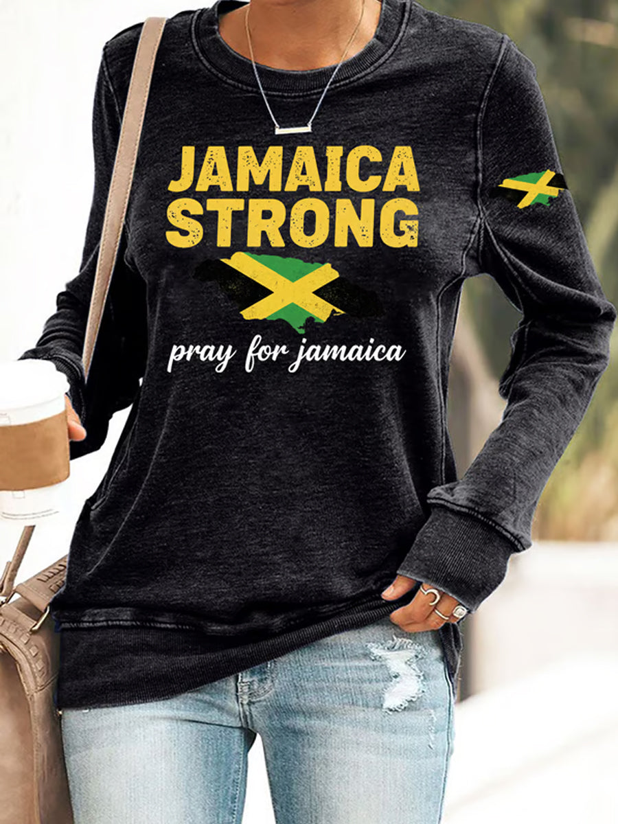 Women's Jamaica Strong Pray For Jamaica Print Sweatshirt Sweatshirt
