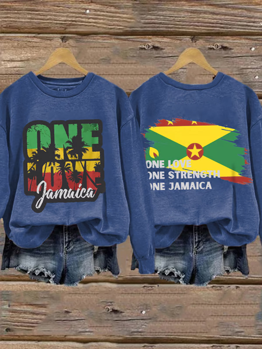 Women's One Love One Strength One Jamaica Print Sweatshirt