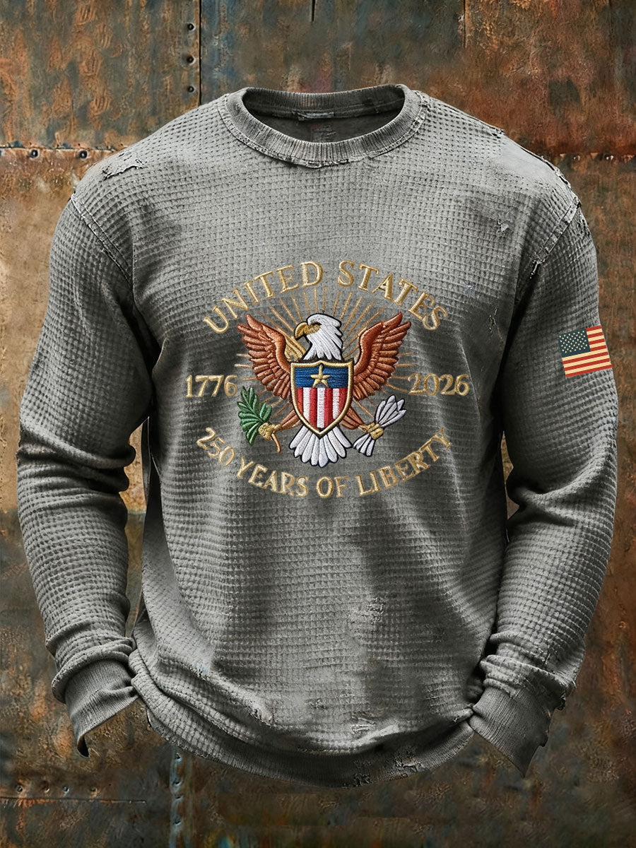 Men's United States 250 Years Waffle Print Casual T-Shirt
