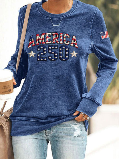 Women's American 250th Anniversary Printed Casual Sweatshirt