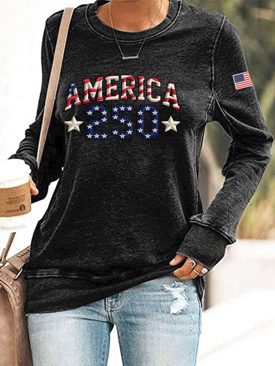 Women's American 250th Anniversary Printed Casual Sweatshirt