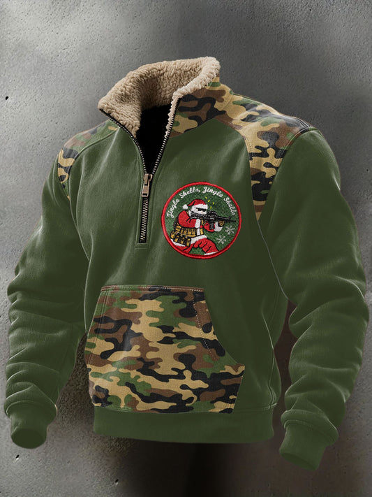 Men's Funny Pew Lover Veteran Printed Plush Stand Collar Shirt