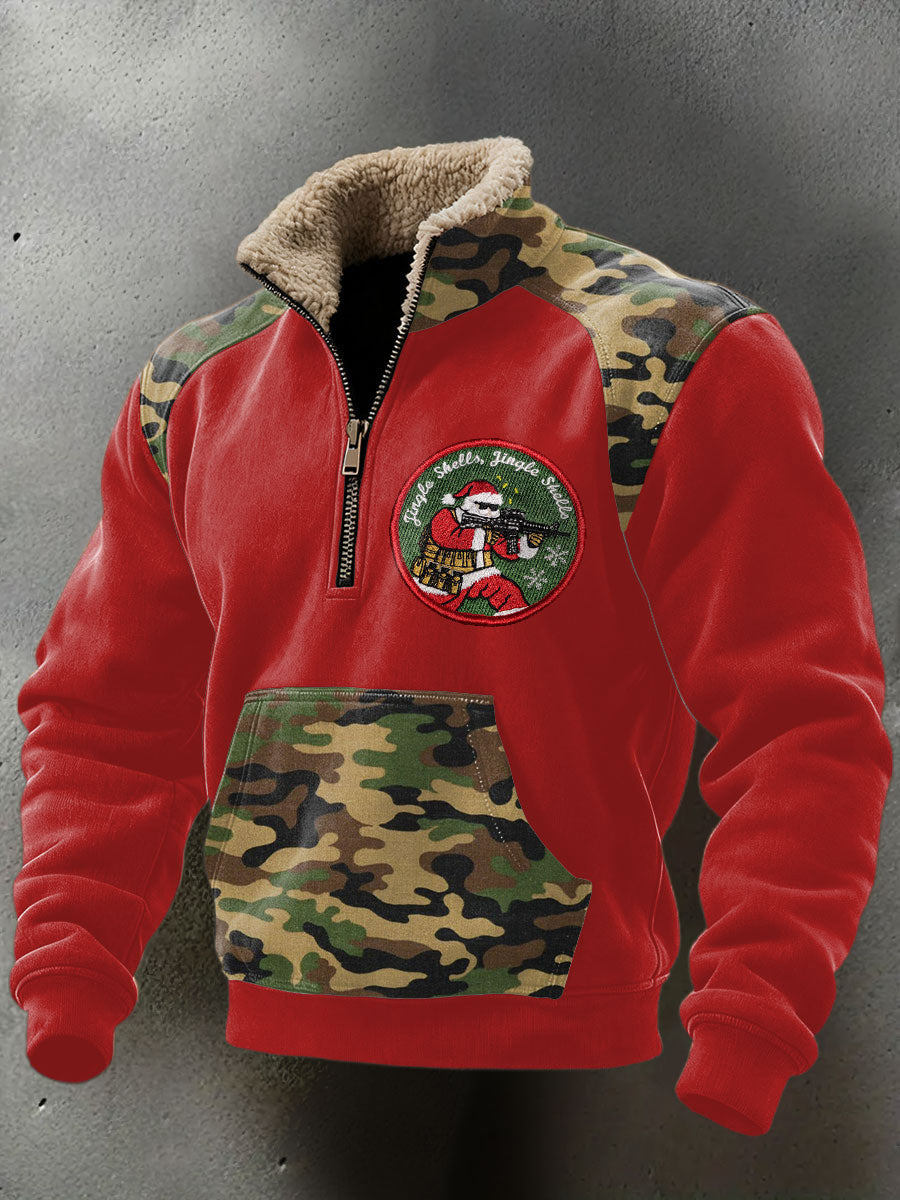 Men's Funny Pew Lover Veteran Printed Plush Stand Collar Shirt