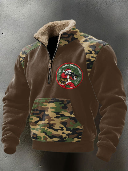 Men's Funny Pew Lover Veteran Printed Plush Stand Collar Shirt