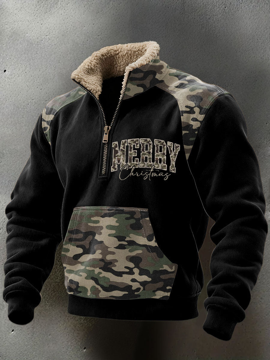 Men's Funny Pew Lover Veteran Printed Plush Stand Collar Shirt