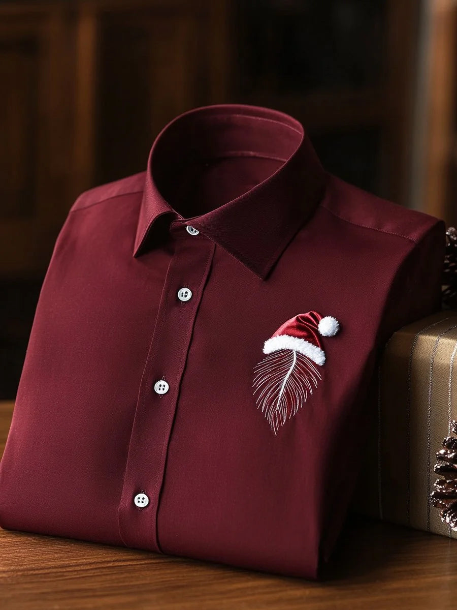 Men's Business Retro Christmas Art Print Long-Sleeved Shirt