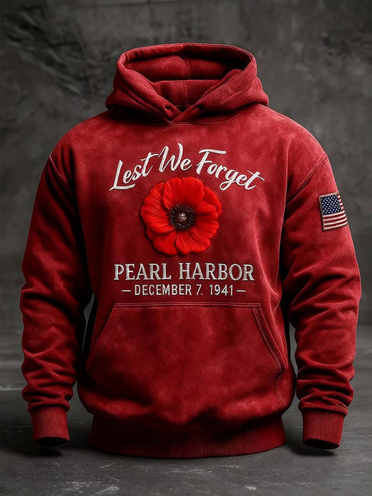 Men's Lest We Forget Pearl Harbor December 7，1941 Standard Fit Hoodie
