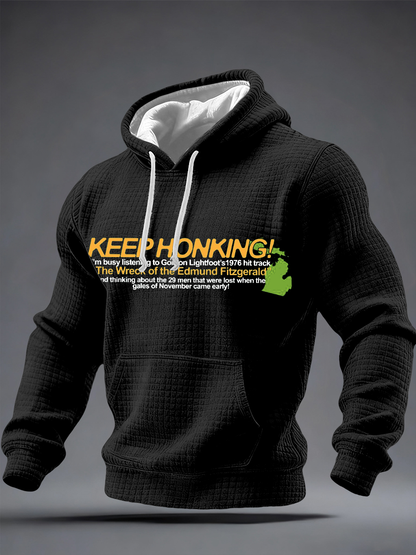 Men's In Loving Memory of the Wreck of the Edmund Fitzgerald Checkered Cotton Hoodie