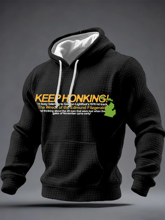 Men's In Loving Memory of the Wreck of the Edmund Fitzgerald Checkered Cotton Hoodie