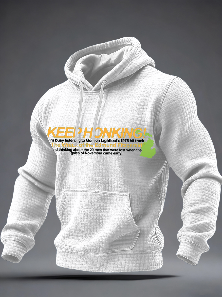 Men's In Loving Memory of the Wreck of the Edmund Fitzgerald Checkered Cotton Hoodie