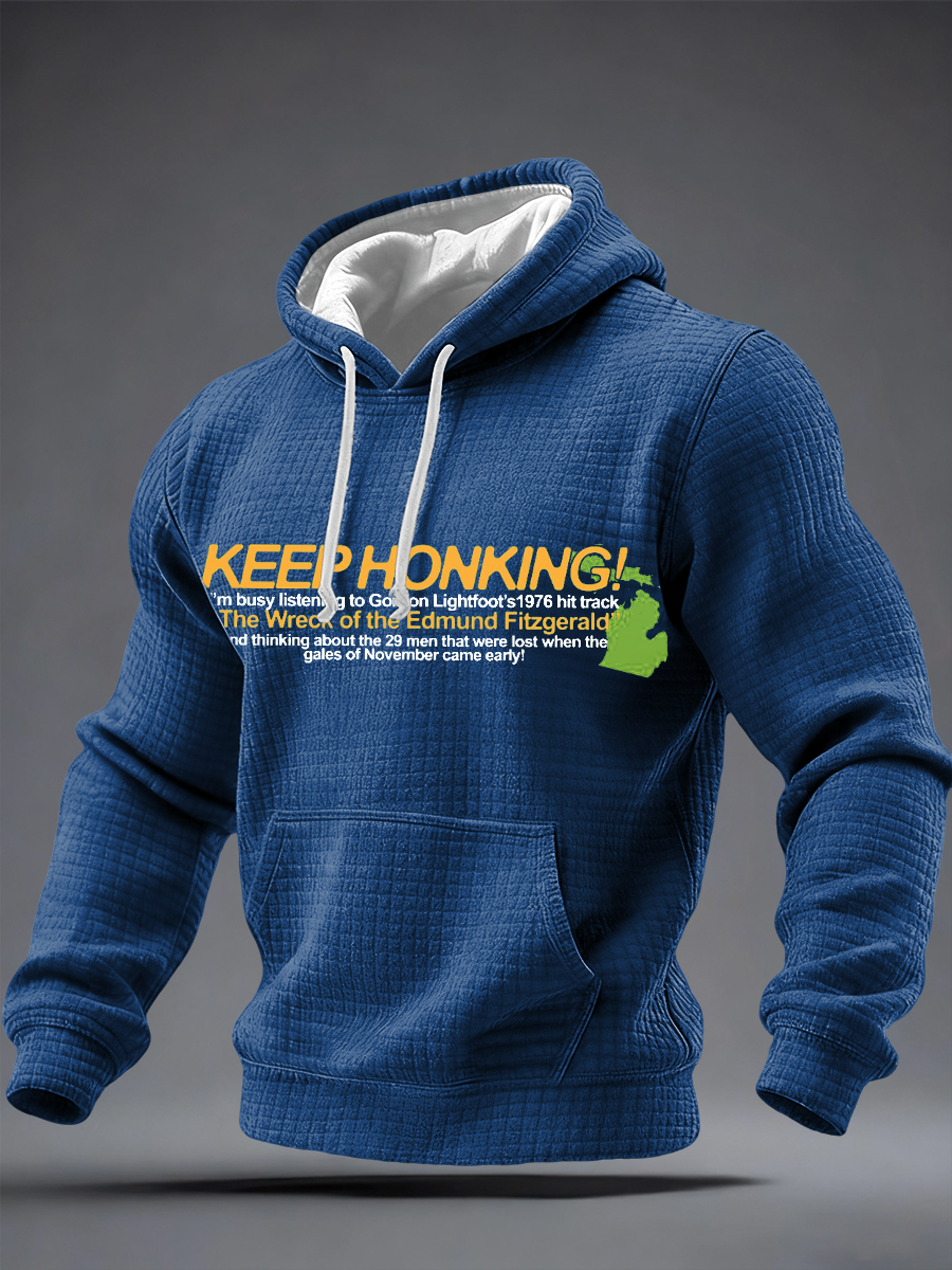 Men's In Loving Memory of the Wreck of the Edmund Fitzgerald Checkered Cotton Hoodie