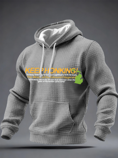 Men's In Loving Memory of the Wreck of the Edmund Fitzgerald Checkered Cotton Hoodie