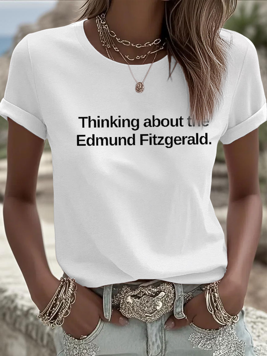 Women's Thinking about the Edmund Fitzgerald Iron On Short Sleeve T-Shirt