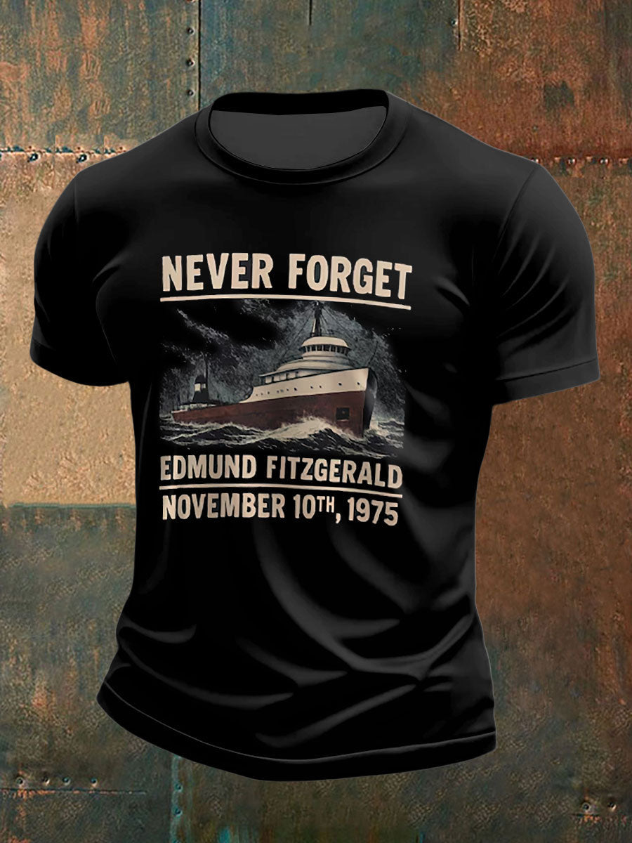 Men's Never Forget Edmund Fitzgerald November 10th 1975 Gildan imitation cotton short-sleeved T-shirt