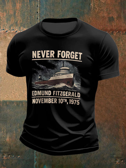 Men's Never Forget Edmund Fitzgerald November 10th 1975 Gildan imitation cotton short-sleeved T-shirt