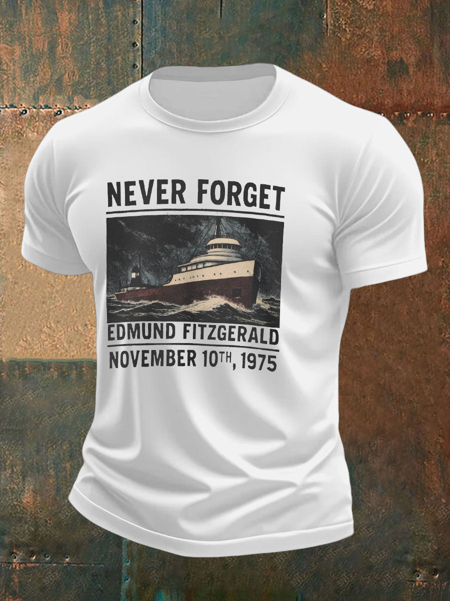 Men's Never Forget Edmund Fitzgerald November 10th 1975 Gildan imitation cotton short-sleeved T-shirt