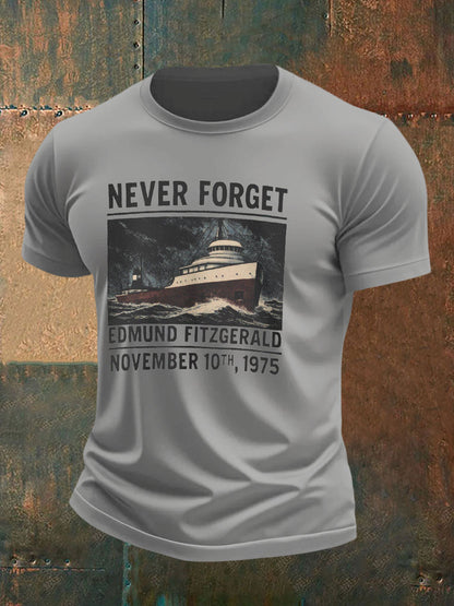 Men's Never Forget Edmund Fitzgerald November 10th 1975 Gildan imitation cotton short-sleeved T-shirt