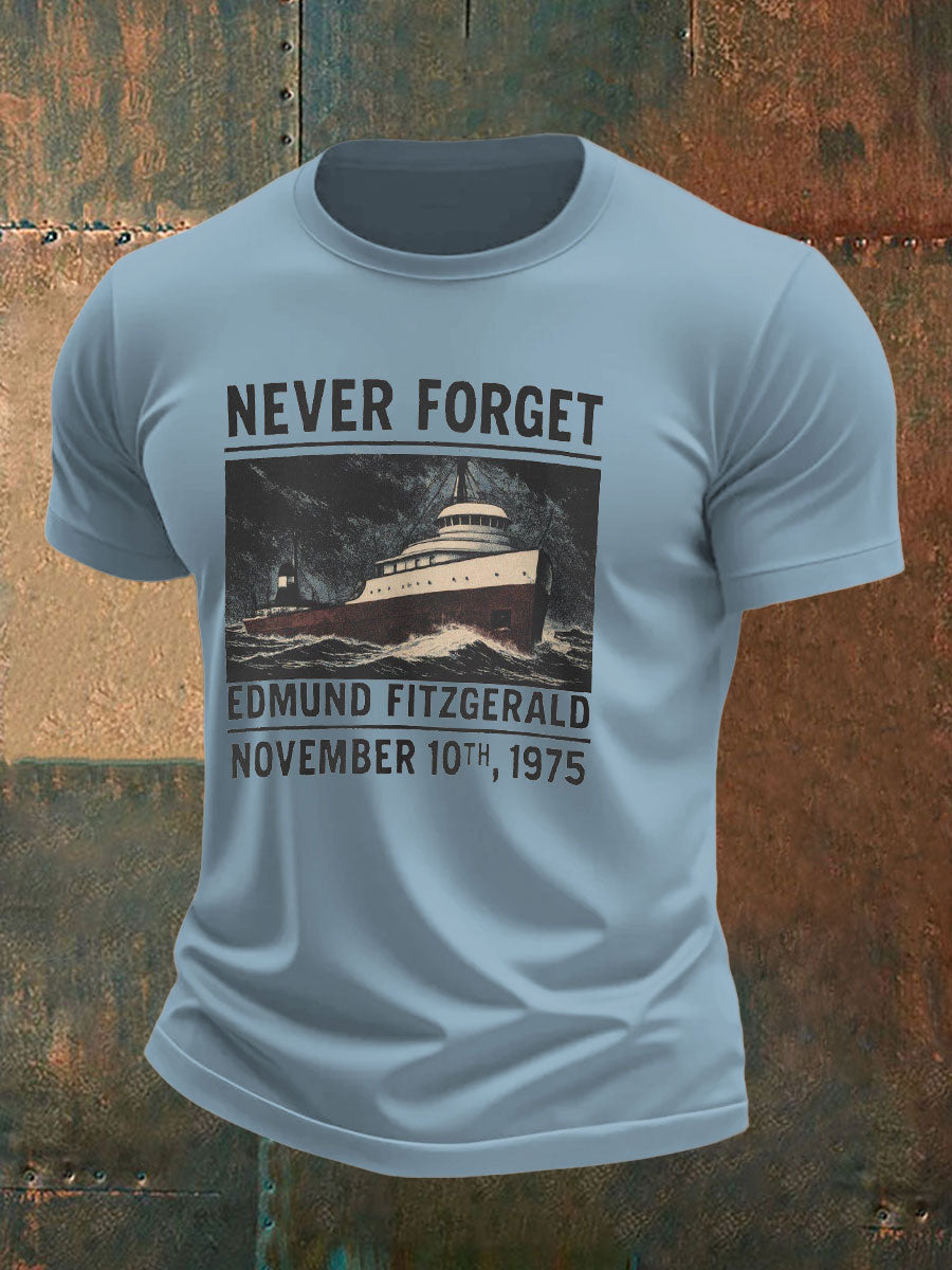Men's Never Forget Edmund Fitzgerald November 10th 1975 Gildan imitation cotton short-sleeved T-shirt