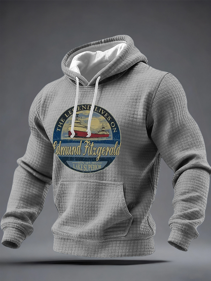 Men's The Legend Lives Great Lakes Shipwreck Historical Essential Checkered Cotton Hoodie