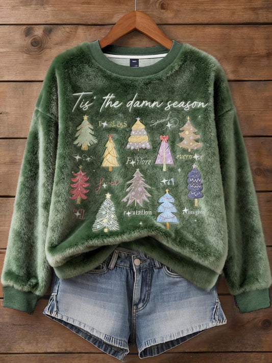 Women's Christmas Swiftmas Music Lover Printed Flannel Sweatshirt
