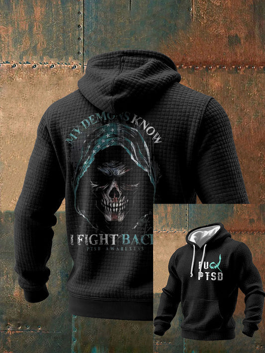 Men's Funny PTSD Awareness Veteran Printed Hoodie