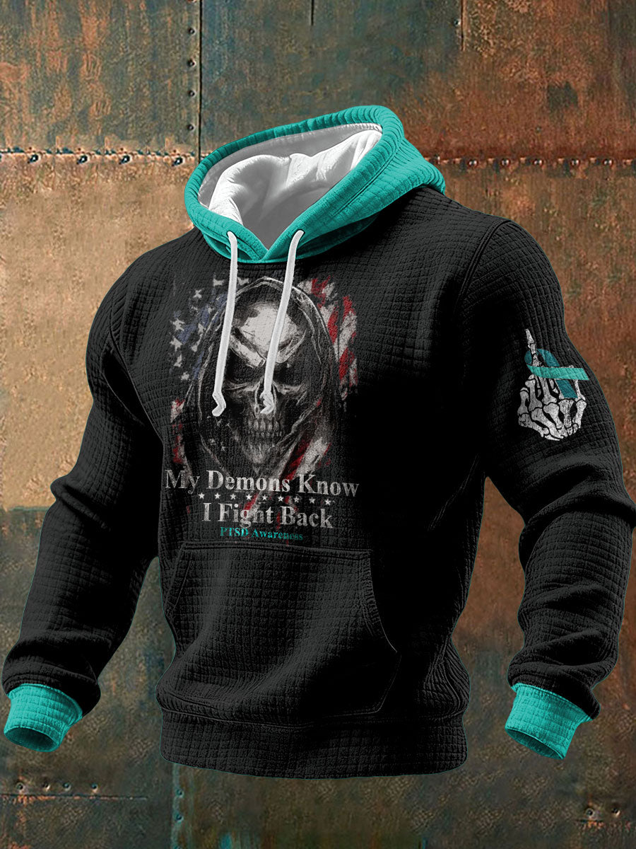 Men's Funny PTSD Awareness Veteran Printed Hoodie