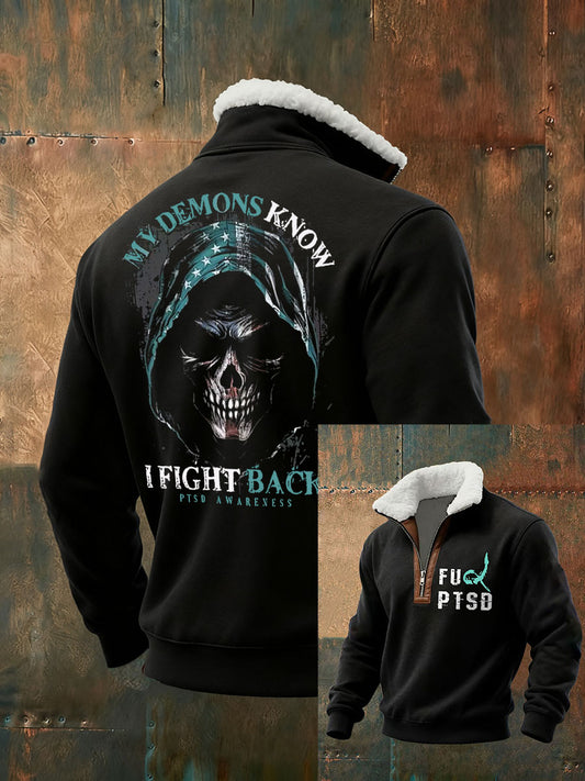 Men's Funny PTSD Awareness Veteran Printed Sweatshirt