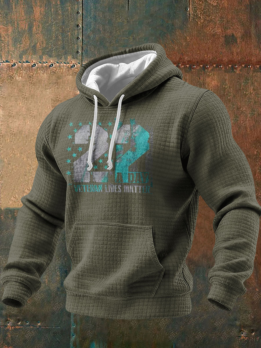Men's Funny PTSD Awareness Veteran Printed Hoodie