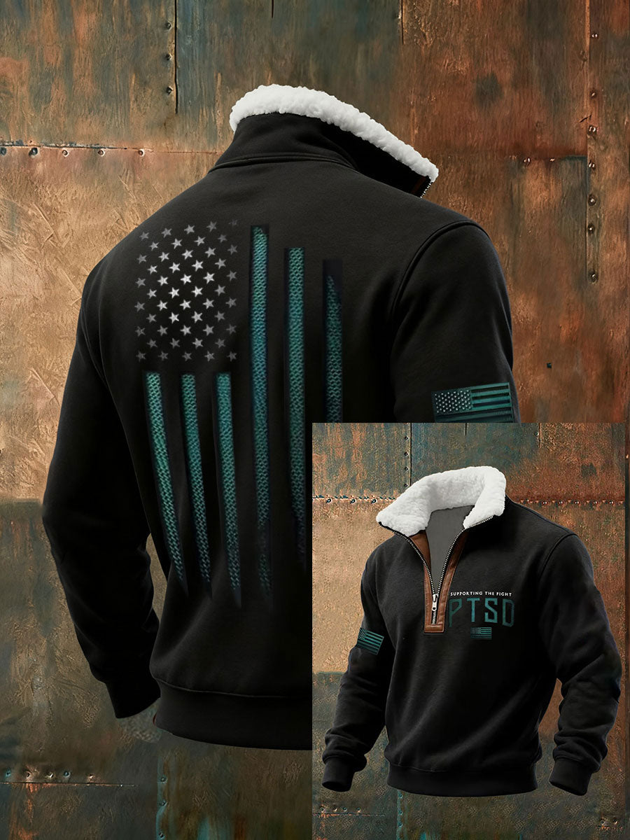 Men's Funny PTSD Awareness Veteran Printed Sweatshirt